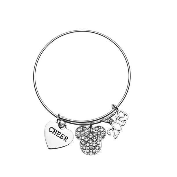 Cheer Bunny Silvertone Tennis Racquet You are More Loved Bangle Bracelet 